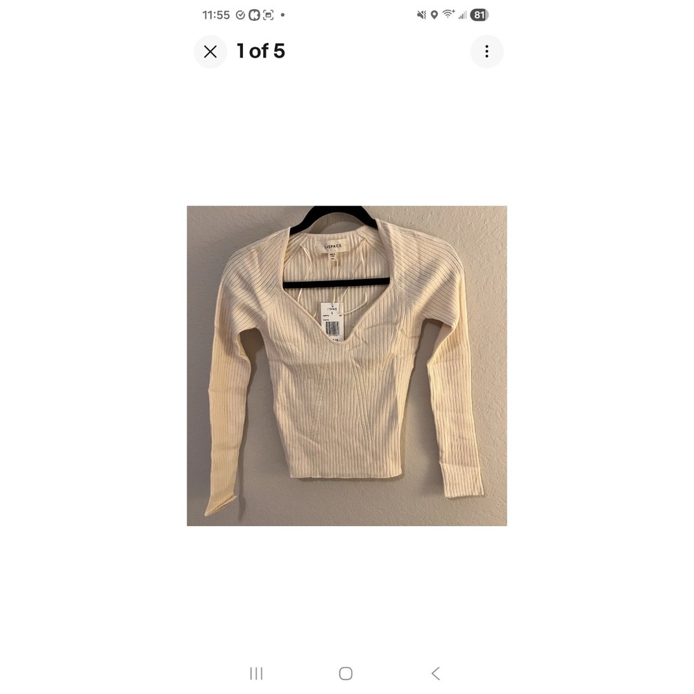 NWT L*space Camryn Ribbed Top In Ivory Size Small